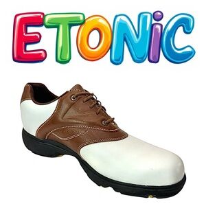 Etonic Men’s Golf Shoes XC 7500-5 Size 9 Wide White Brown Leather 2005 Vintage